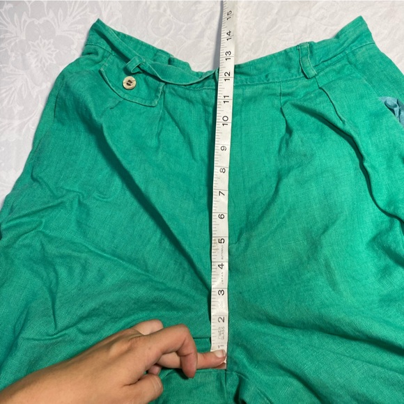 Vintage 100% Linen Shorts Women’s 29 Waist Green For Pete’s Sake 8 Inch 12 - Picture 8 of 9